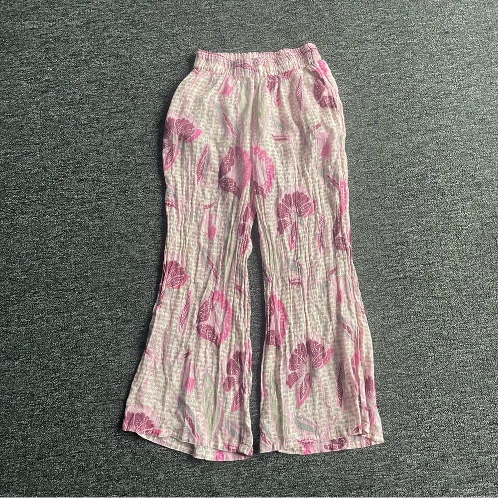 Subtle Luxury Pink Floral Sheer Swim Coverup Pants